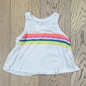 GAP White Tank Top with Rainbow Stripes